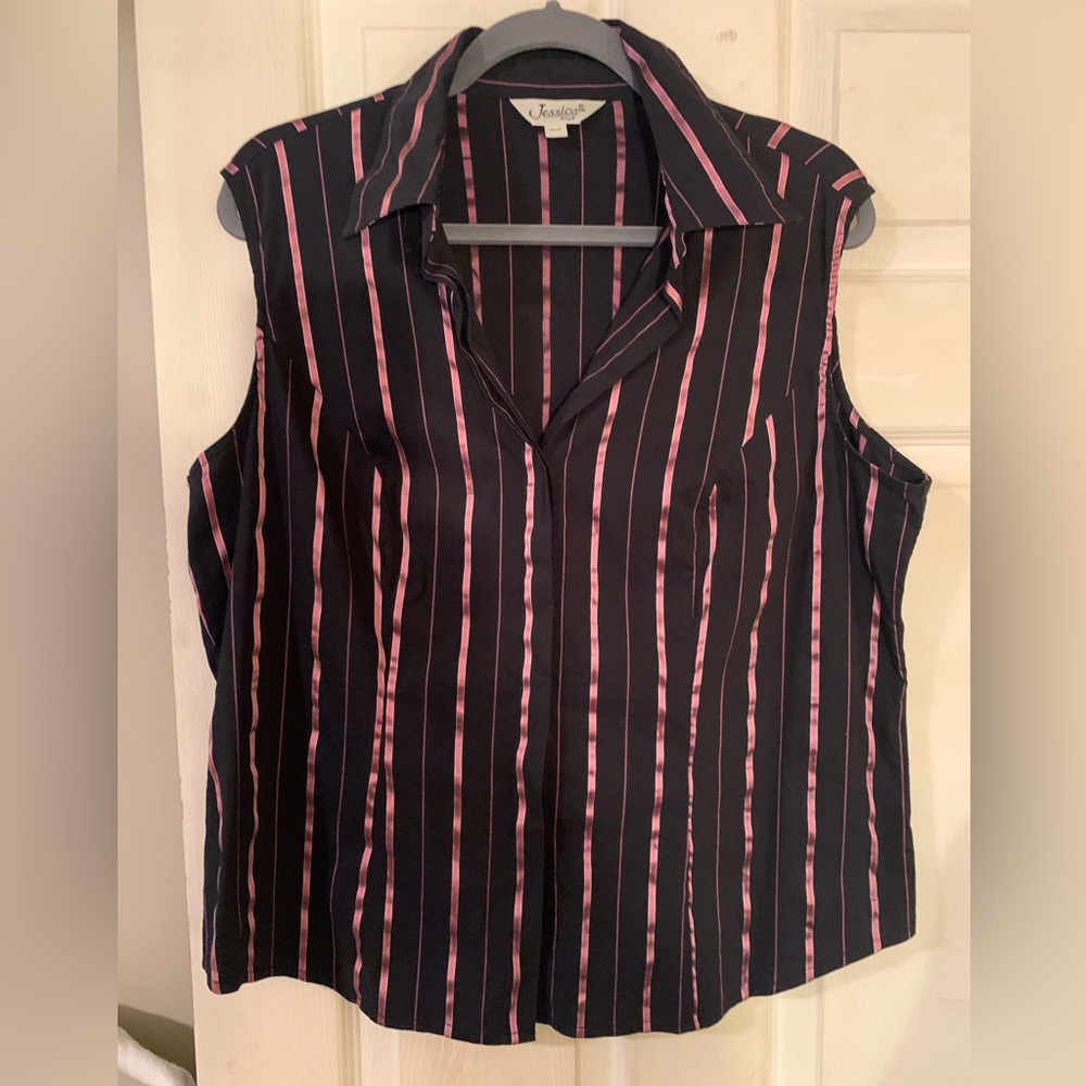 Jessica Black and Pink Boxy Button Down Blouse